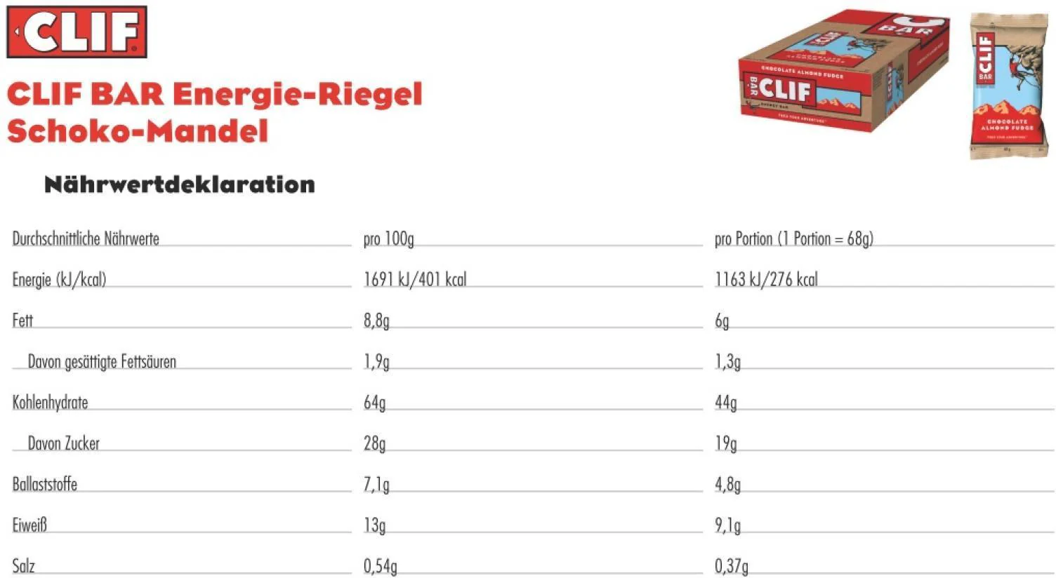 Original Energy Bar Energie Riegel - Chocolate Almond Fudge - Image 2