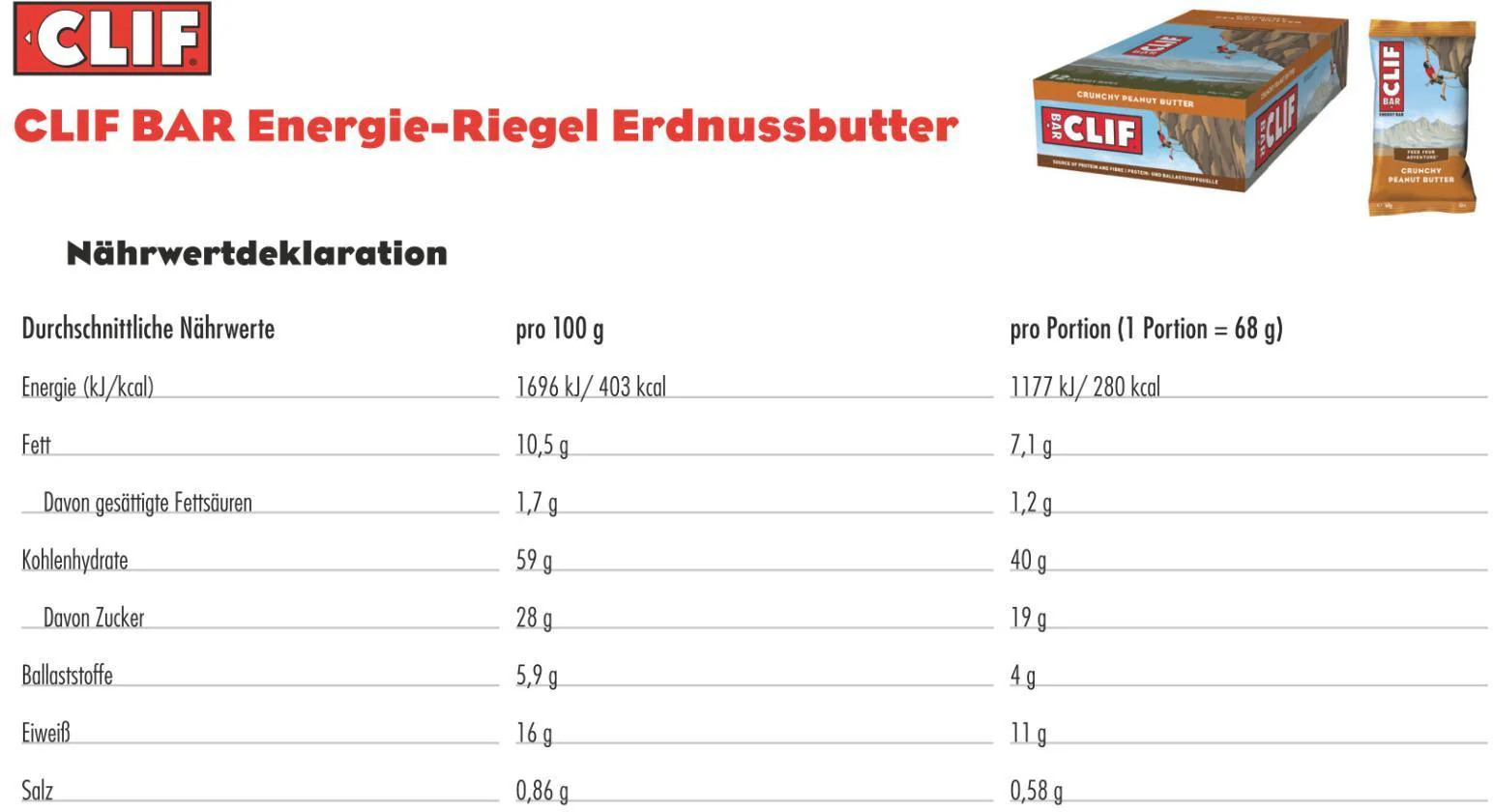 Original Energy Bar Energie Riegel - Crunchy Peanut Butter - Image 2