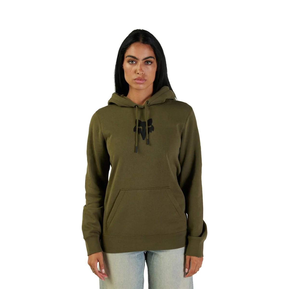 Women's Fox Head Fleece Pullover - Olive Green - Image 3