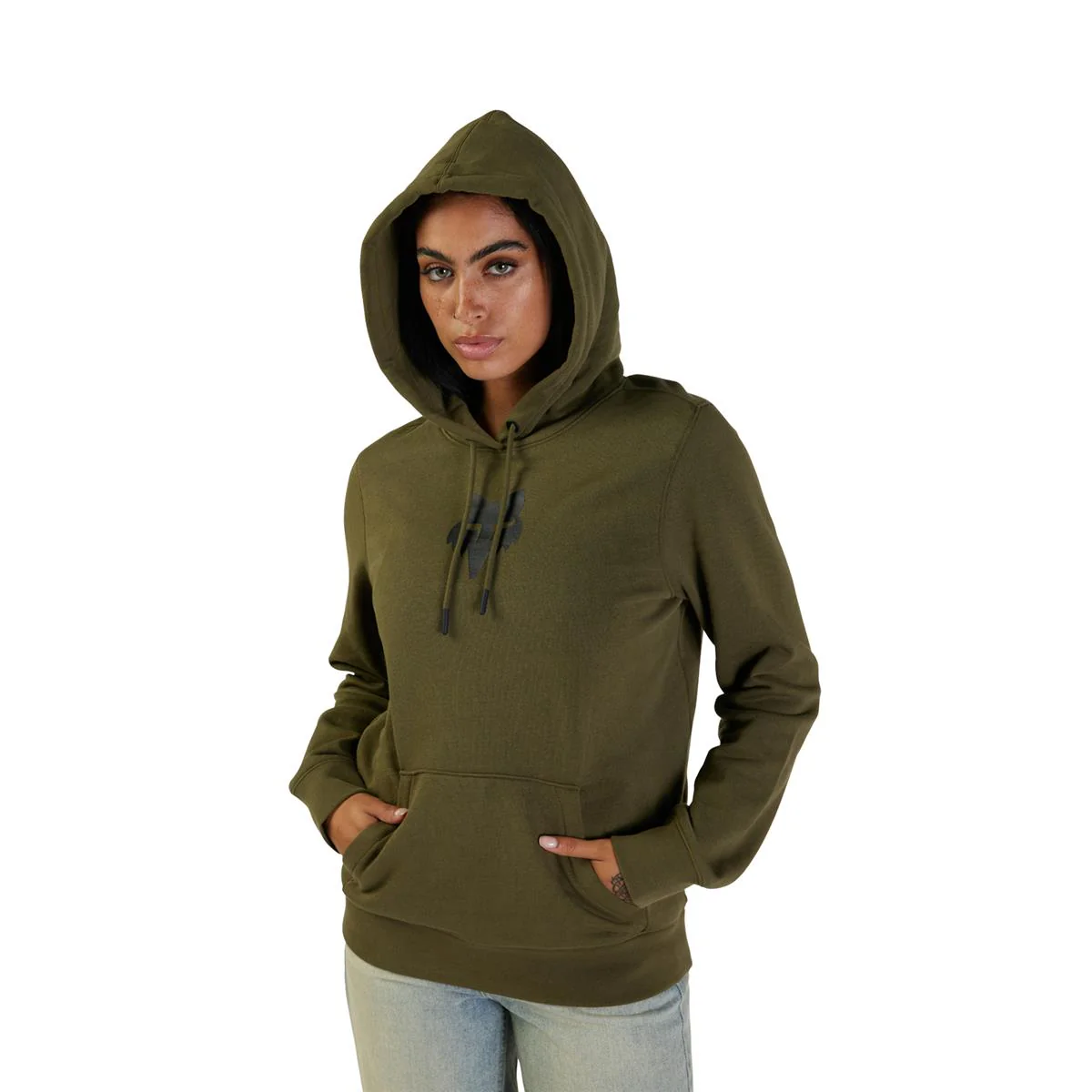 Women's Fox Head Fleece Pullover - Olive Green - Image 4