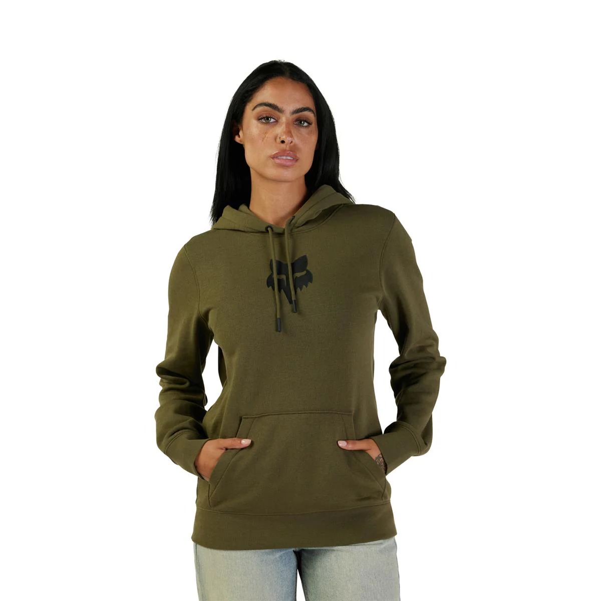 Women's Fox Head Fleece Pullover - Olive Green - Image 7