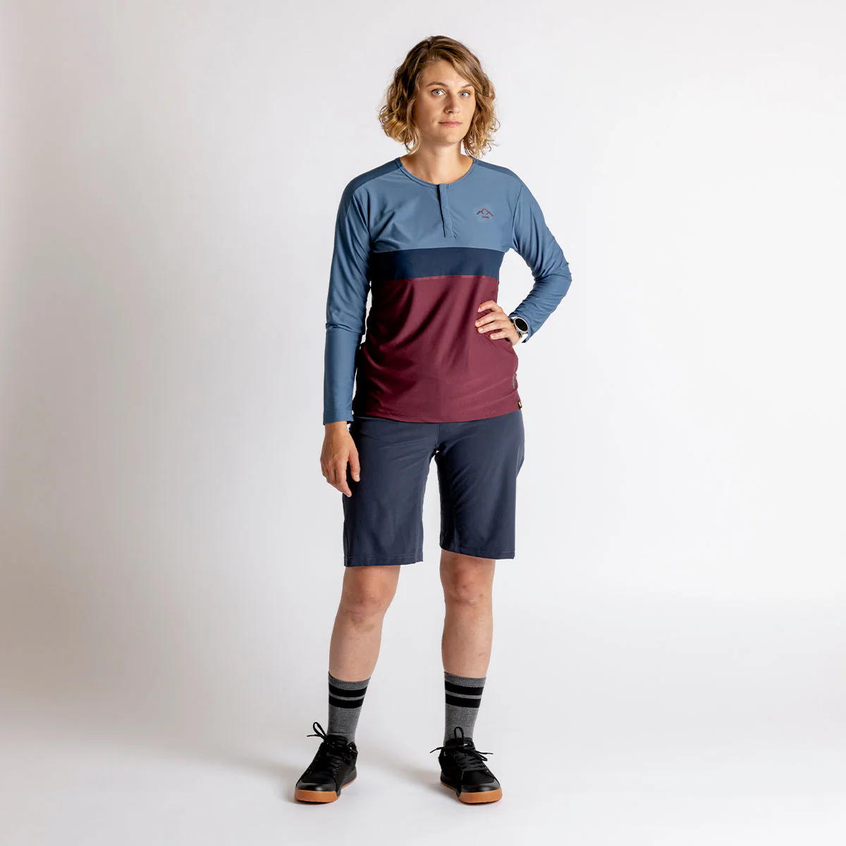 Flow XTG Women's Long Sleeve Henley - Raisin / Marine - Image 5
