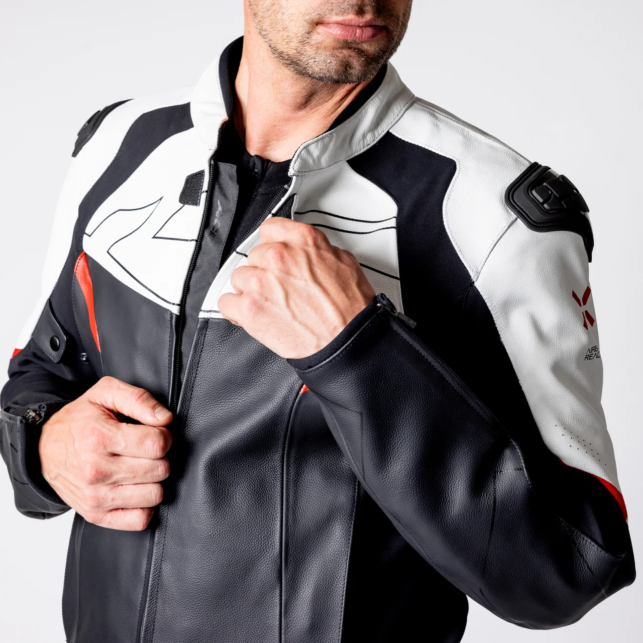 Ace 1.0 Lederjacke - schwarz-weiss-rot - Image 7