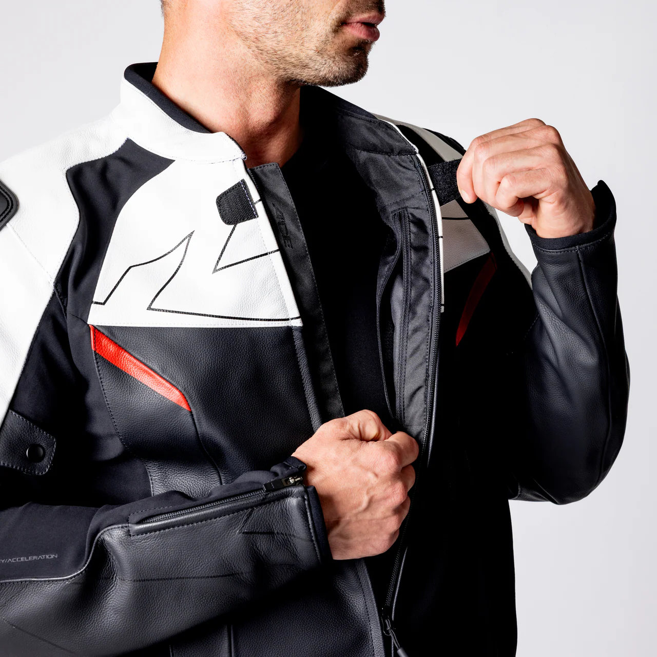 Ace 1.0 Lederjacke - schwarz-weiss-rot - Image 8