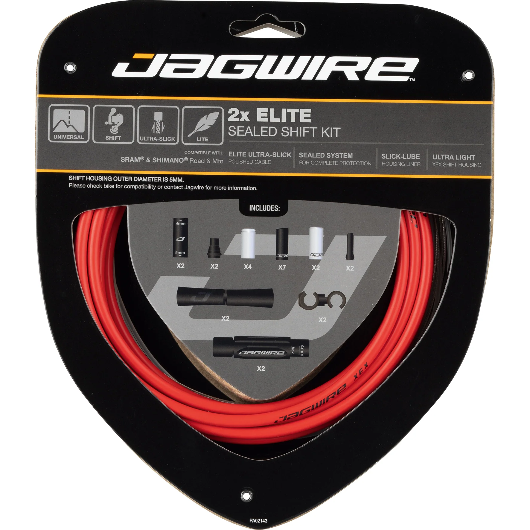 Schaltzugset Road & Mountain Elite Sealed 2x - rot