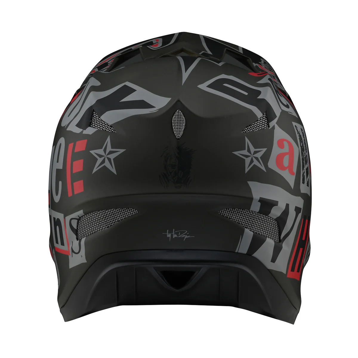 D3 Fiberlite - Fullface Helm - Anarchy Olive - Schwarz/Grau/Rot/Grün - Image 3